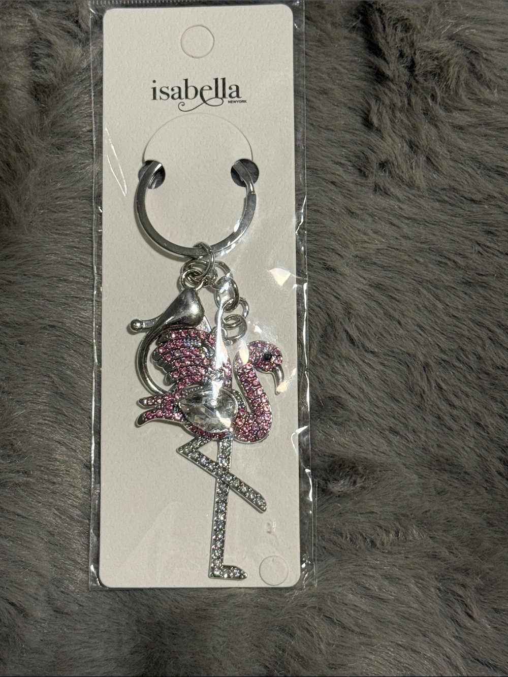 Isabella Pink Crystal Flamingo Key & Bag Charm